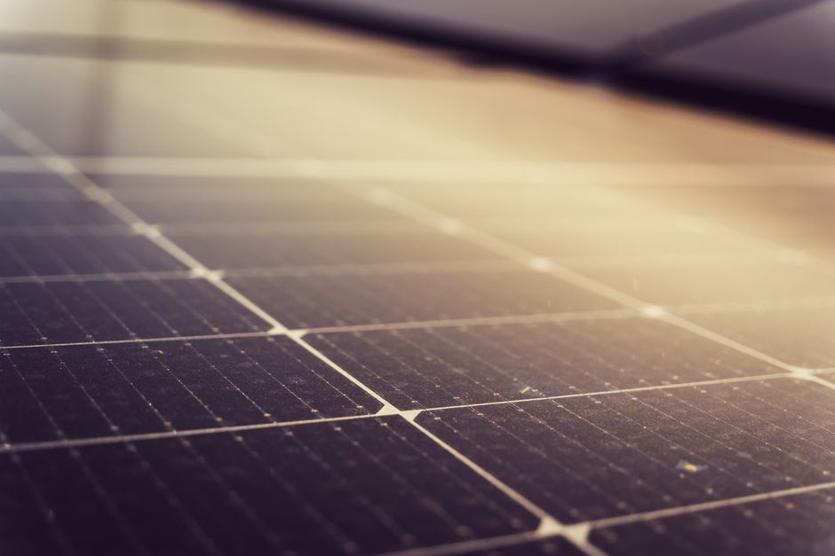 Close up view of the surface of modern solar panels