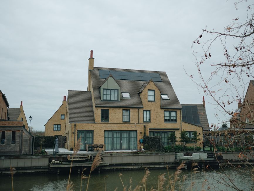 Modern residential home featuring efficient solar panel installation